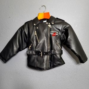 Kids vintage Harley Davidson faux leather. Embroidery Size 6x